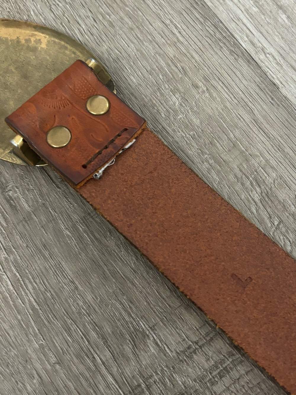 J.Crew Embossed Leather Belt with Brass Oval Buckle size L Large in Brown - Picture 6 of 9